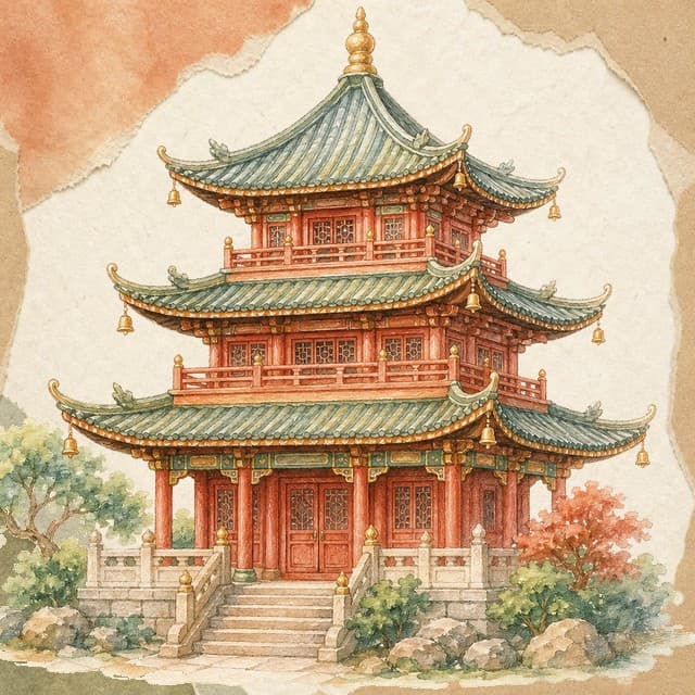 良渚古城遗址公园避坑场景插画